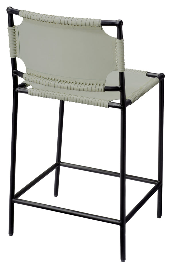 Asher Leather Counter Stool, Grey