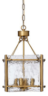 Glenn Small Square Metal 4-Light Chandelier, Antique Brass