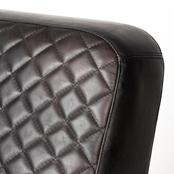Horace I Black Leather Diamond Pattern w/Gold Iron Frame Accent Chair
