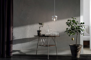 Acorn White and Steel Hardwired Pendant with LED Bulb