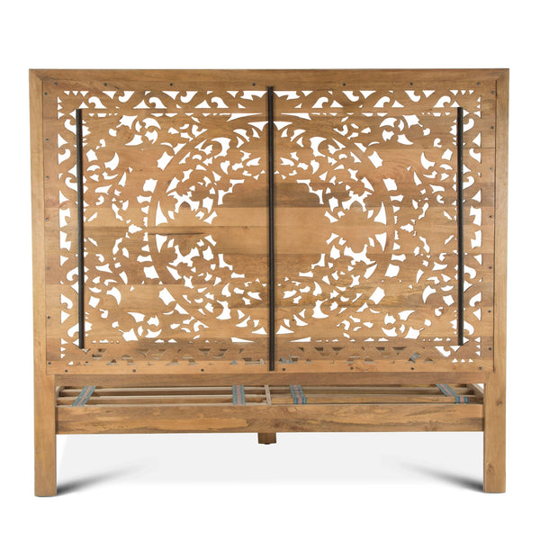 Taj Mango Wood King Bed in Natural Whitewash Finish