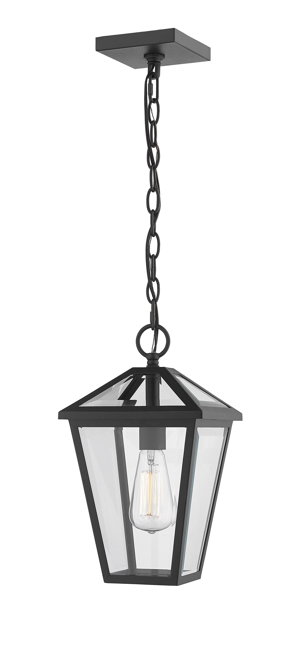 Talbot 1 Light Outdoor Chain Mount Ceiling Fixture in Black Finish
