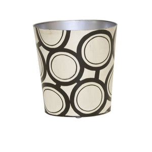 OVAL WASTEBASKET BLACK AND SILVER BUBBLE DESIGN
