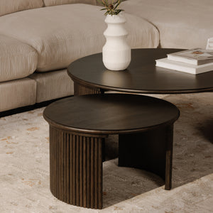 Moe's Penny Nesting Coffee Table in Dark Brown Oak