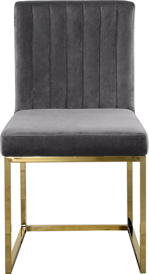 Joanna Dining Chair In Grey Velvet and Gold
