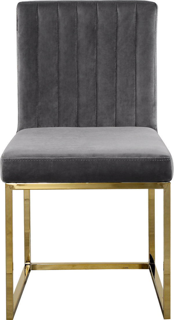 Joanna Dining Chair In Grey Velvet and Gold