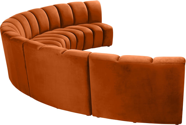 Lynda 5pc. Modular Sectional In Cognac Velvet