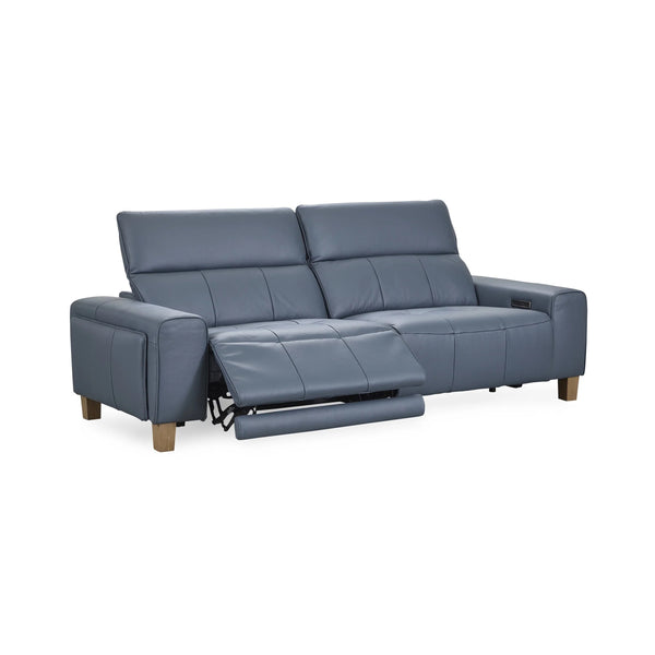 Alea Leather Power Recliner Sofa - Smoke Blue