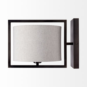 Smithe I 9x13 Black Toned Metal Cream Lampshade Wall Sconce