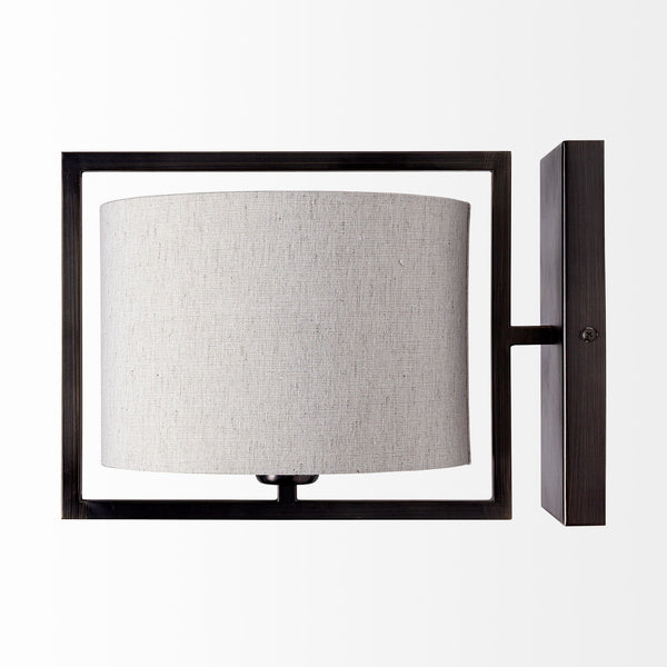 Smithe I 9x13 Black Toned Metal Cream Lampshade Wall Sconce