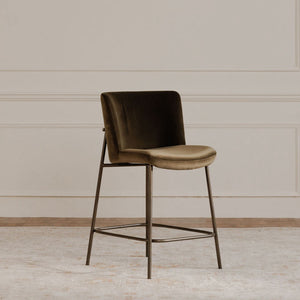 Moe's Early Bar Stool in Green Faux Mohair