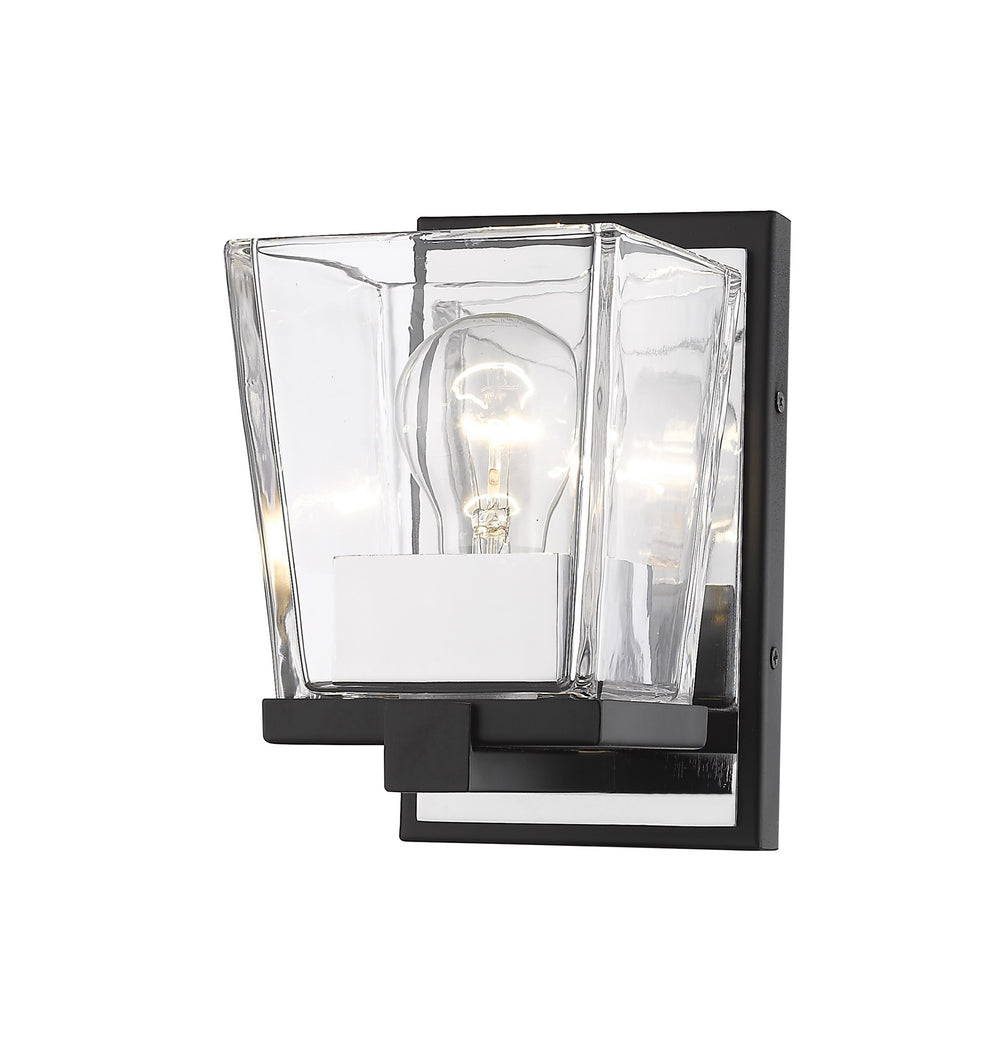 Bleeker Street 1 Light Wall Sconce in Matte Black + Chrome Finish