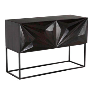 Small Zurich Console, Ebony Walnut with Iron