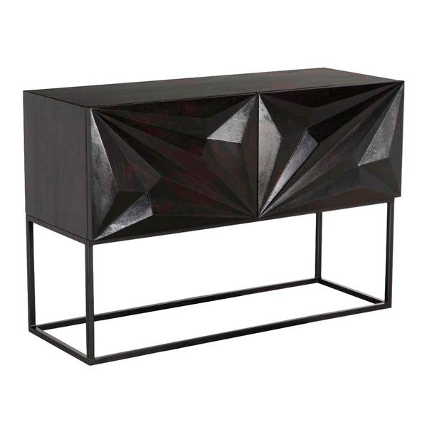 Small Zurich Console, Ebony Walnut with Iron