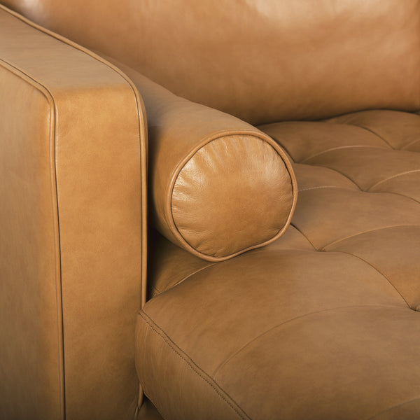 Svend 111.4L x 68.0W x 33.9H Tan Leather Left Chaise Sectional Sofa