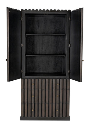 Amunet Mahogany Hutch in Pale Finish with Light Brown Trim and Brass Pulls