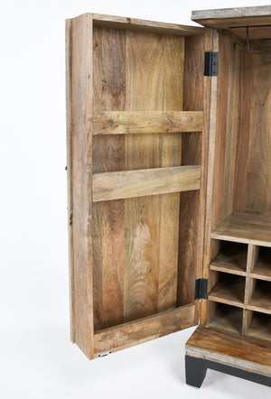 Vivienne Solid Wood Bar Cabinet - Distressed Taupe