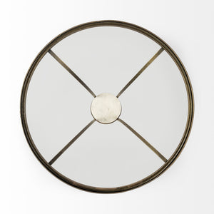 Jacinta II 21" Round Glass Top Metal and Marble Pedestal End/Side Table