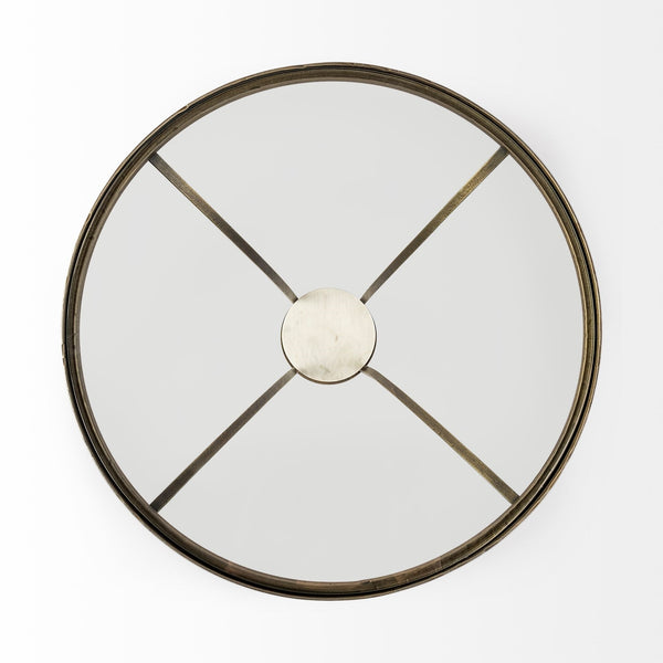 Jacinta II 21" Round Glass Top Metal and Marble Pedestal End/Side Table