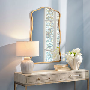 Aurora Wavy Iron Wall Mirror, Antique Brass
