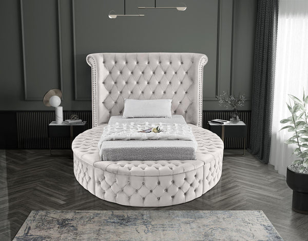 Lorena Twin Bed In Cream Velvet