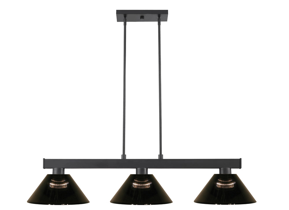 Cobalt 3 Light Billiard Light in Matte Black Finish