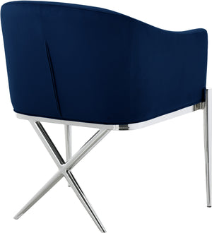 Doris Dining Chair In Navy Velvet and Chrome
