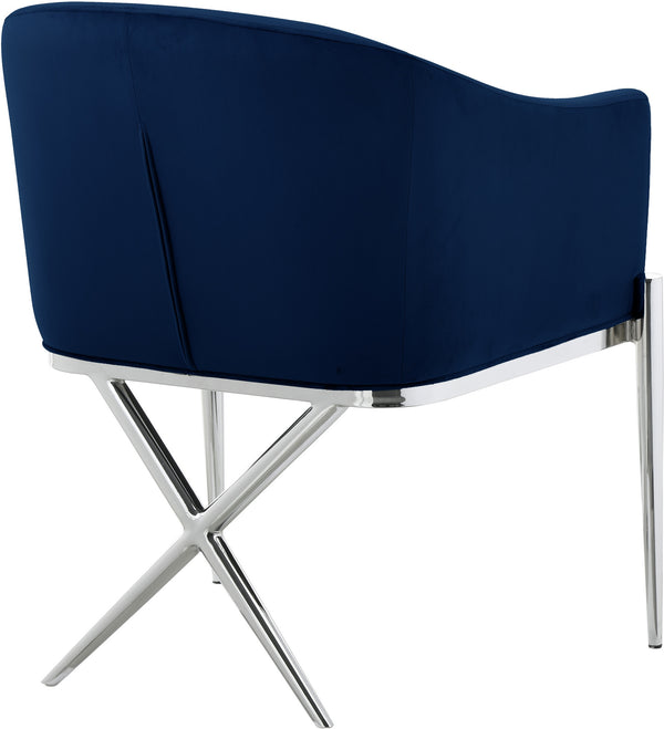 Doris Dining Chair In Navy Velvet and Chrome