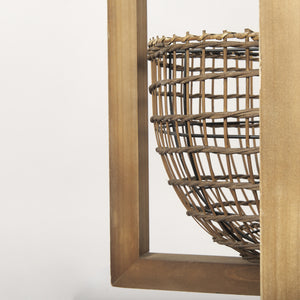 Kiley Warm Wood Basket Lantern Pendant Light