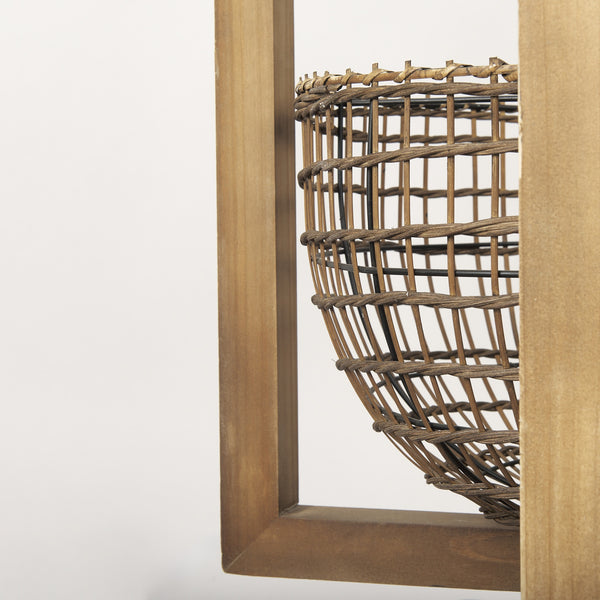 Kiley Warm Wood Basket Lantern Pendant Light