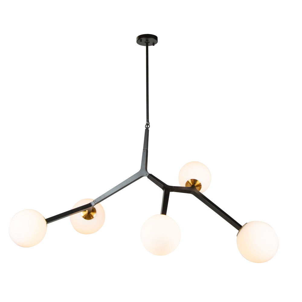 Ravello 5 Light Pendant in Black & Harvest Brass