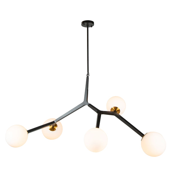 Ravello 5 Light Pendant in Black & Harvest Brass
