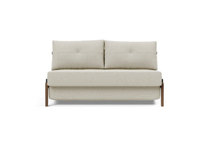 CUBED FULL SOFA BED in MIXED DANCE NATURAL FABRIC WITH Dark Wood LEGS 527