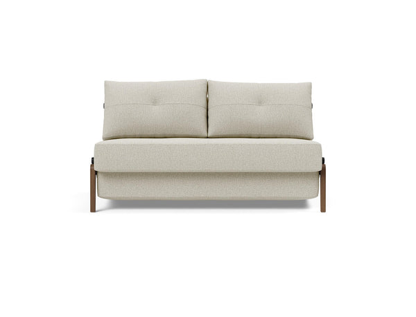 CUBED FULL SOFA BED in MIXED DANCE NATURAL FABRIC WITH Dark Wood LEGS 527