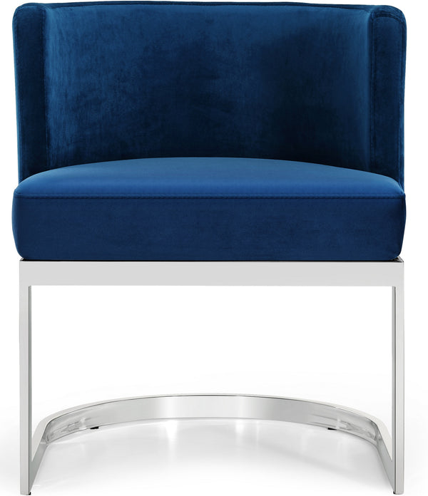 Donna Dining Chair In Navy Velvet and Chrome