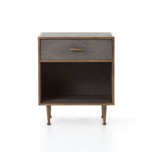 Shagreen Bedside Table-Antique Brass