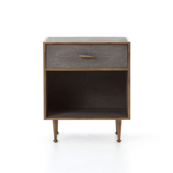 Shagreen Bedside Table-Antique Brass
