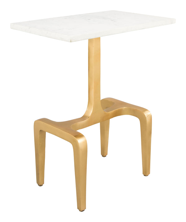 Clement Marble Side Table White & Gold