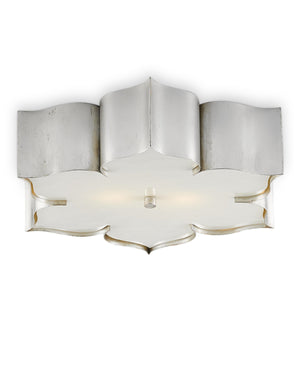 Grand Lotus Silver Flush Mount In Contemporary Silver Leaf
