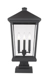 Beacon 3 Light Outdoor Pier Mounted Fixture in Black Finish