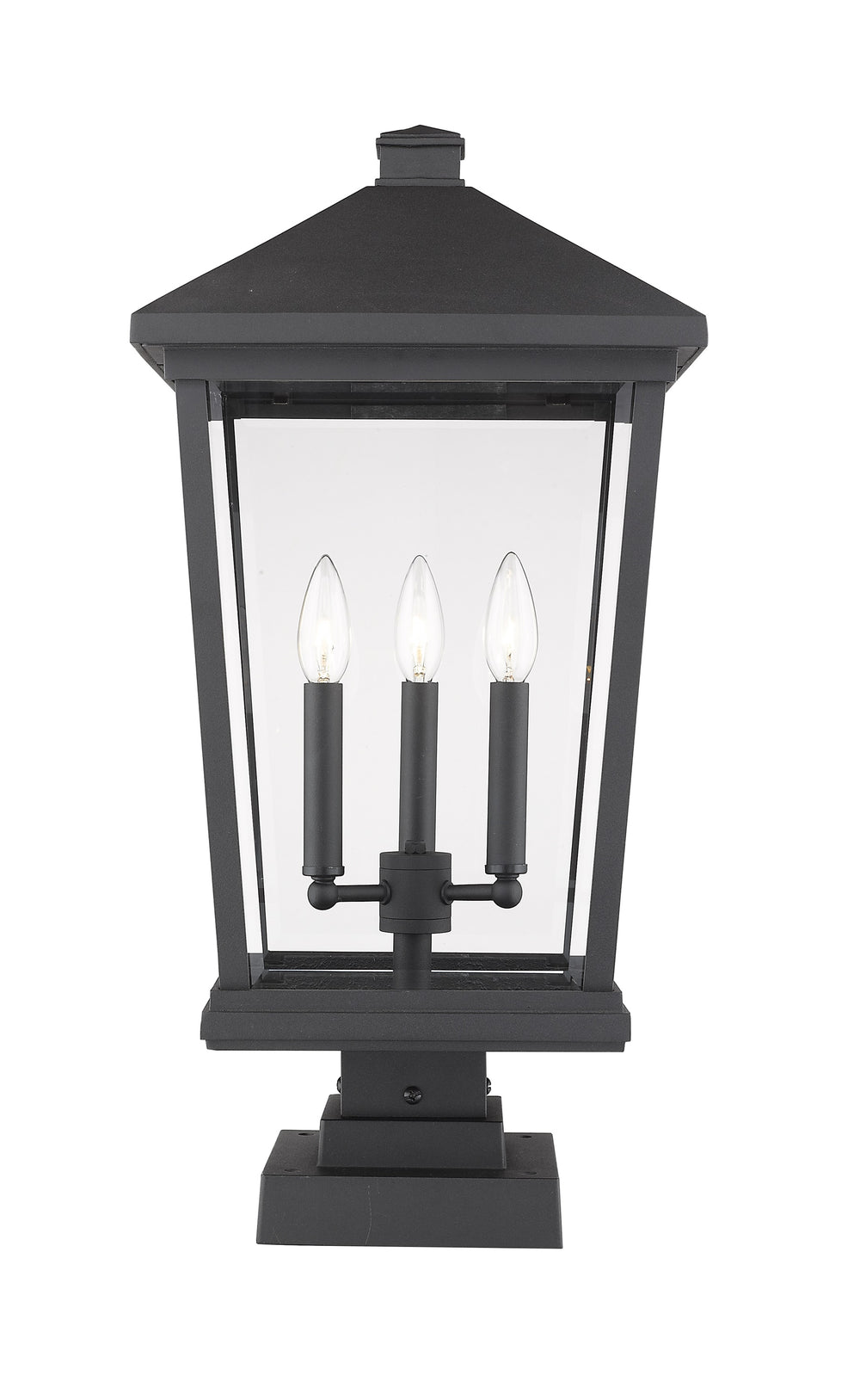 Beacon 3 Light Outdoor Pier Mounted Fixture in Black Finish