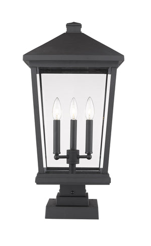 Beacon 3 Light Outdoor Pier Mounted Fixture in Black Finish