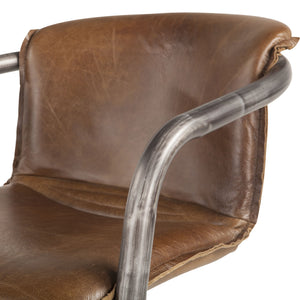 Portofino Distressed Chestnut Leather Dining Chair