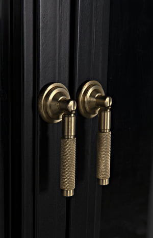 Yoke Hutch Industrial Steel and Glass Matte Black Cabinet