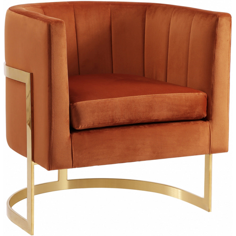 Dallas Accent Chair In Cognac Velvet