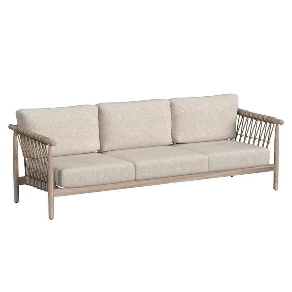 Classic Home Leo Outdoor Sofa in Taupe, Teak/Olefin