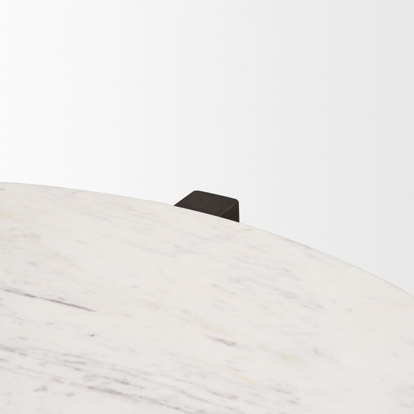 Bianca Dark Brown Wood w/ Marble Round Top Coffee Table