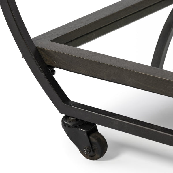 Chriselle Black Metal And Glass Two Tier Bar Cart