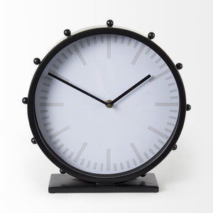 Marian 11.0L x 3.1W x 11.0H Black Studded Round Table Clock