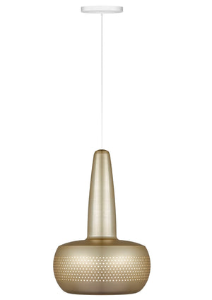 Clava Hardwired Pendant in Brass with White Cord
